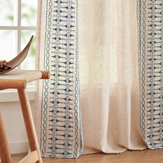
                    
                      Boho Geometric Fish Leaf Embroidered Curtains - Jinchan Home
                    
                  