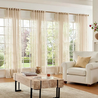 
                    
                      Boho Sheer Bordered Floral Embroidered Curtains - Jinchan Home
                    
                  