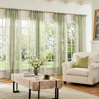 
                    
                      Boho Sheer Bordered Floral Embroidered Curtains - Jinchan Home
                    
                  