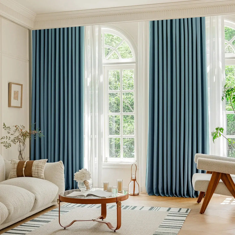 Herringbone Weave Solid Grommet Curtains - Jinchan Home