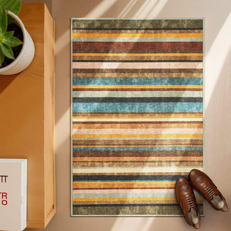 
                    
                      Vintage Warm-Tone Striped Indoor Rug Doormat - Jinchan Home
                    
                  