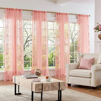 
                    
                      Boho Sheer Bordered Floral Embroidered Curtains - Jinchan Home
                    
                  