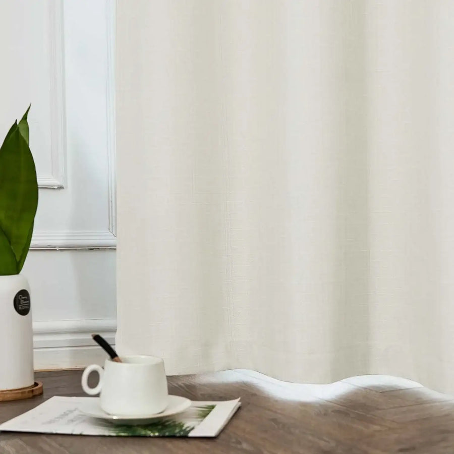 Solid Faux Linen Polyester 3-in-1 Curtains - Jinchan Home
