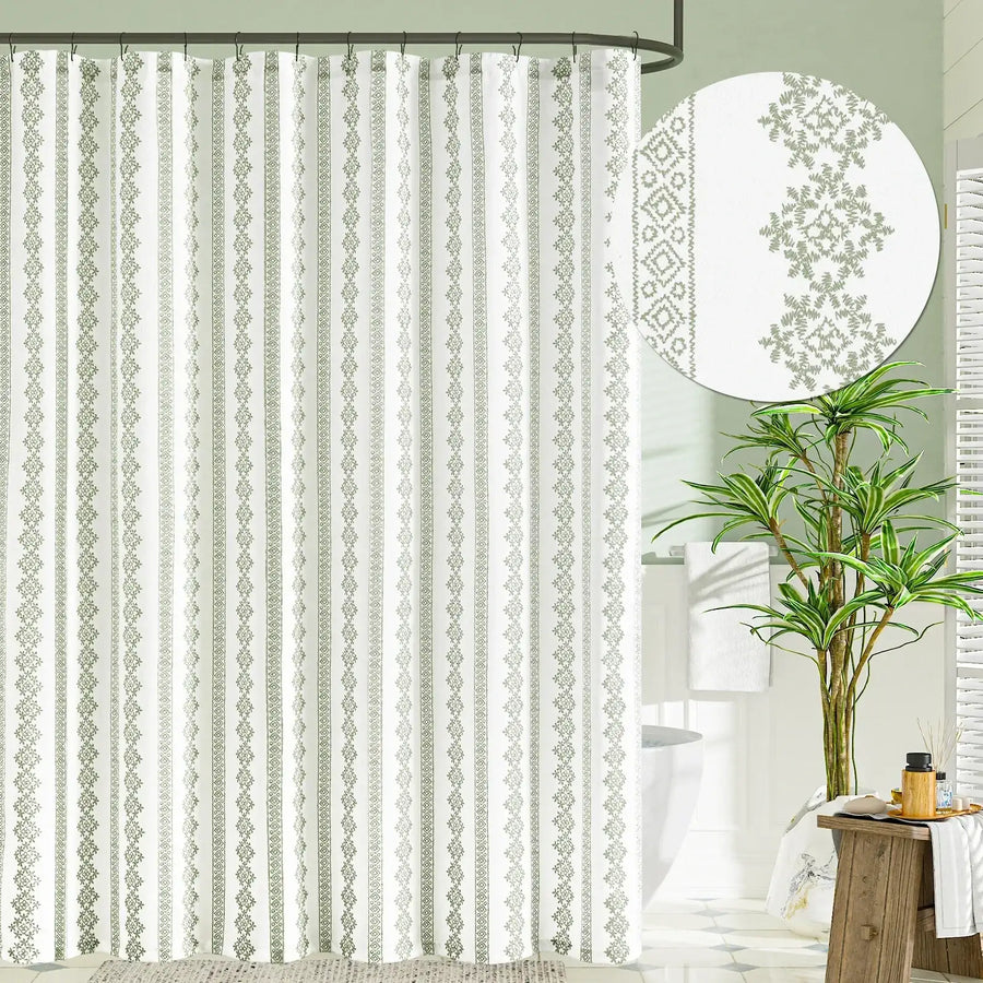 Boho Scroll & Diamond Shower Curtain - Jinchan Home