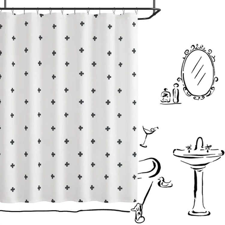 Minimalist Cross Pattern Shower Curtain - Jinchan Home