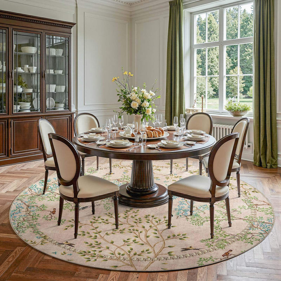 Branches & Birds Botanical Print Area Rug - Jinchan Home