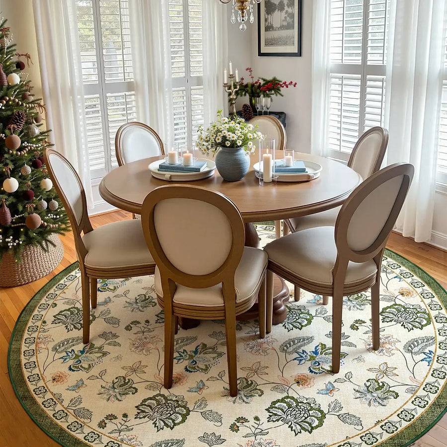 Vintage Floral Butterfly Botanical Area Rug - Jinchan Home