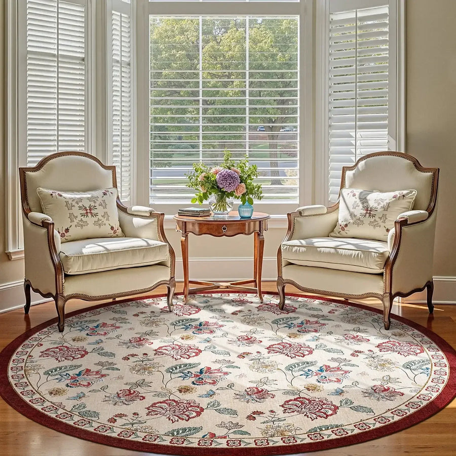 Vintage Floral Butterfly Botanical Area Rug - Jinchan Home
