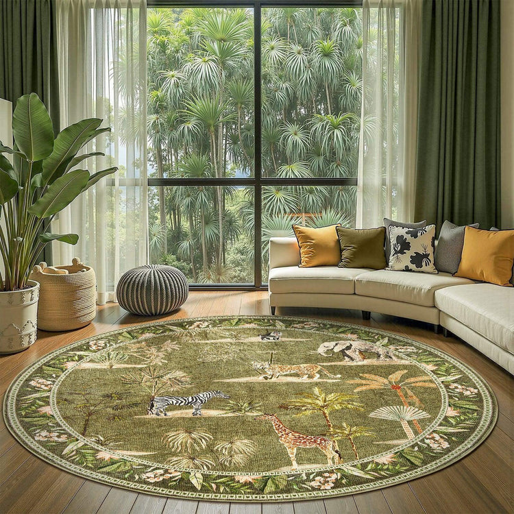 Vintage Safari Jungle Animal Area Rug - Jinchan Home