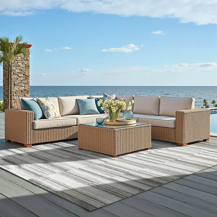 Striped Patchwork Area Rug - Jinchan Home