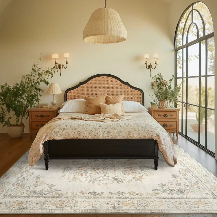 Soft Vintage Acanthus Floral Scrollwork Rug - Jinchan Home
