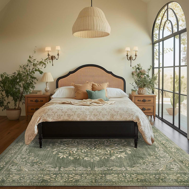 Soft Vintage Acanthus Floral Scrollwork Rug - Jinchan Home