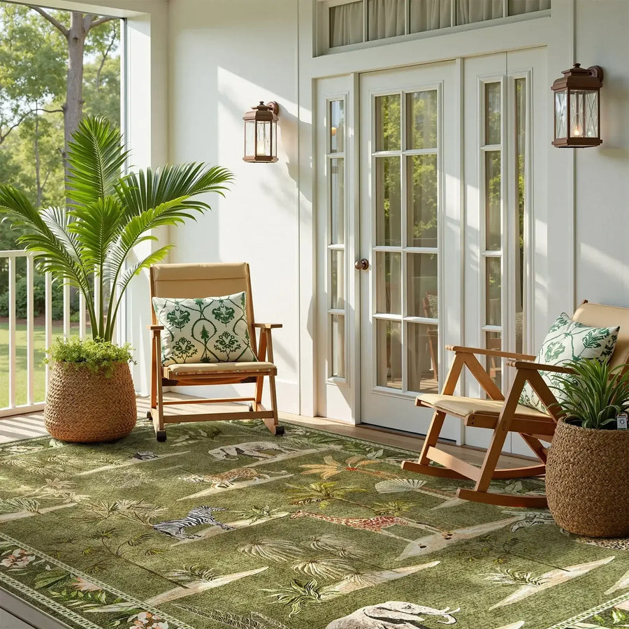Vintage Safari Jungle Animal Area Rug - Jinchan Home