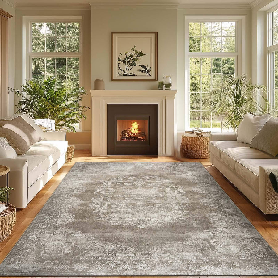 Faded Persian Medallion Area Rug - Jinchan Home