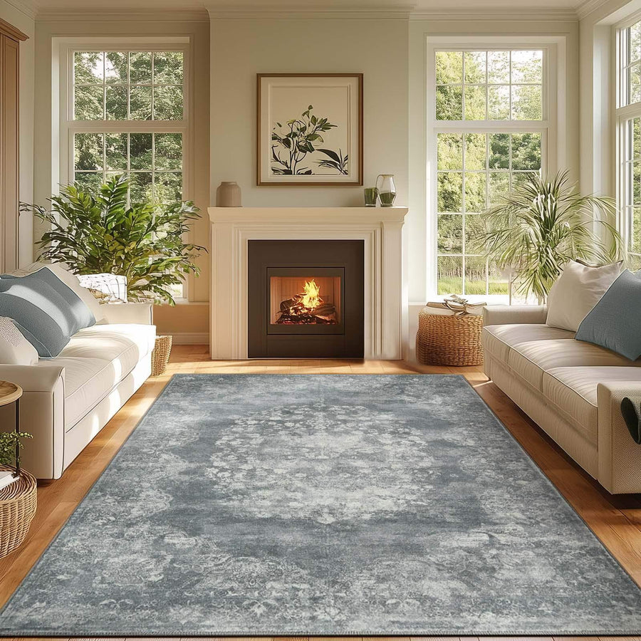 Faded Persian Medallion Area Rug - Jinchan Home