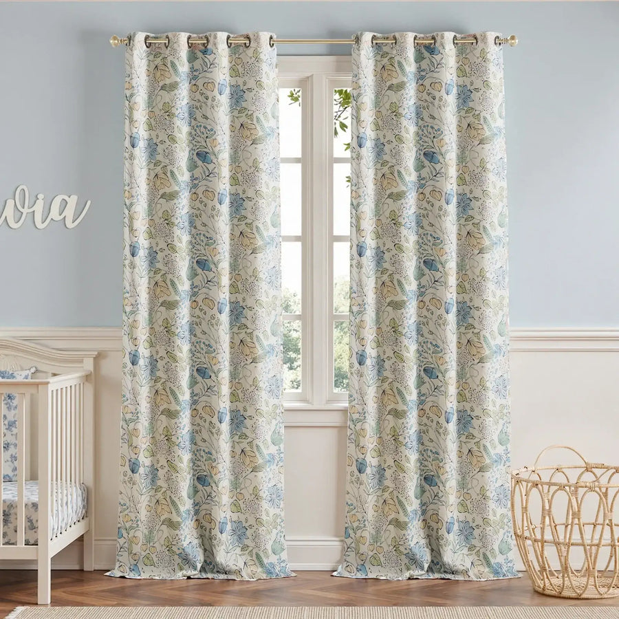 Botanical Sketch Floral Curtains - Jinchan Home