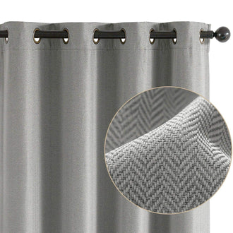 Herringbone Weave Solid Grommet Curtains - Jinchan Home