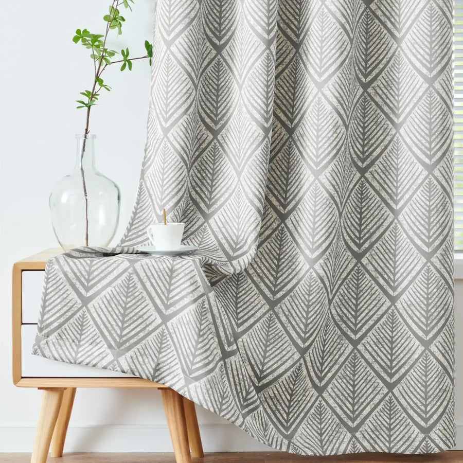 Geometric Leaf Pattern Curtains - Jinchan Home