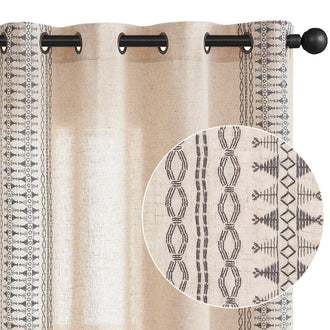 Boho Geometric Fish Leaf Embroidered Curtains - Jinchan Home