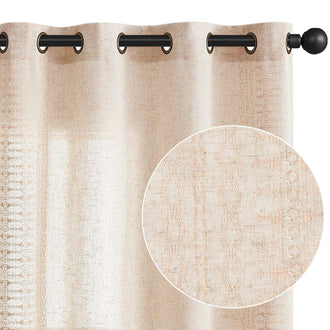 Boho Geometric Fish Leaf Embroidered Curtains - Jinchan Home