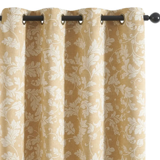 Acanthus Leaf Linen Blend Curtains - Jinchan Home