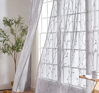 
                    
                      Leaf Embroidered Semi Sheers Curtains - Jinchan Home
                    
                  