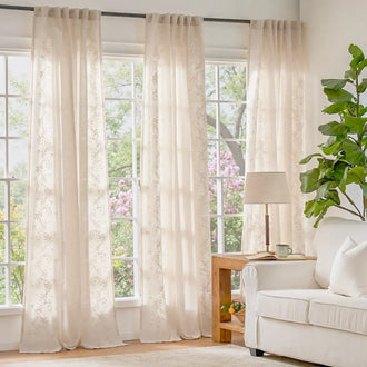 
                    
                      Embroidered Vine Linen Blend Curtains - Jinchan Home
                    
                  
