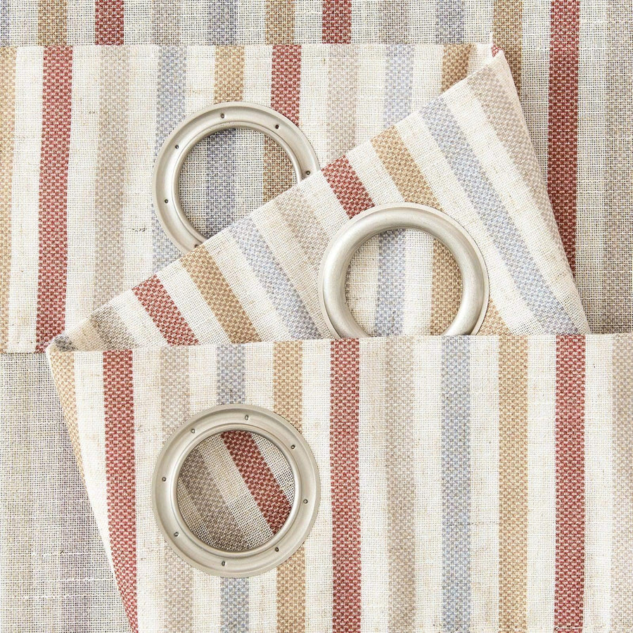 Colorful Vertical Stripe Poly-Linen Grommet Curtains - Jinchan Home