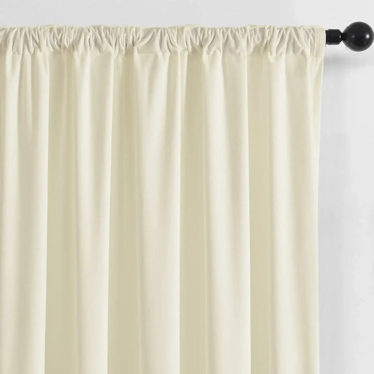 Ivory Velvet Light-filtering Curtains - Jinchan Home