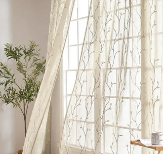
                    
                      Leaf Embroidered Semi Sheers Curtains - Jinchan Home
                    
                  