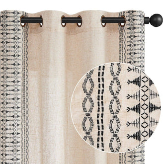 Boho Geometric Fish Leaf Embroidered Curtains - Jinchan Home