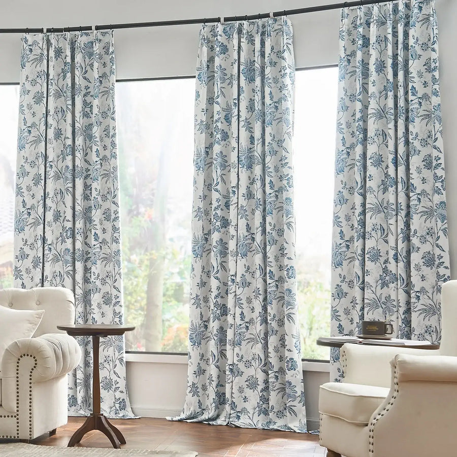 Floral Vine Pleated Korean Style Curtains - Jinchan Home