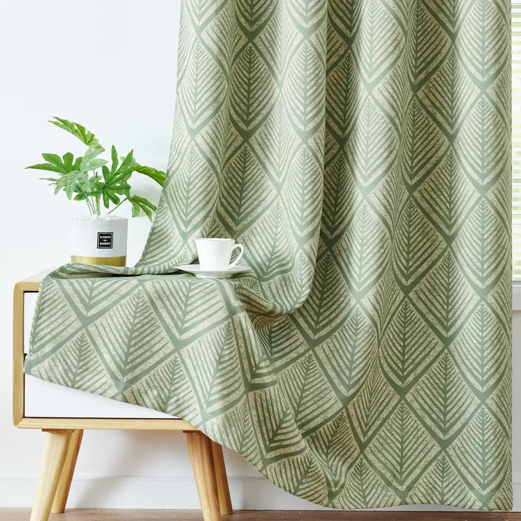 Geometric Leaf Pattern Curtains - Jinchan Home