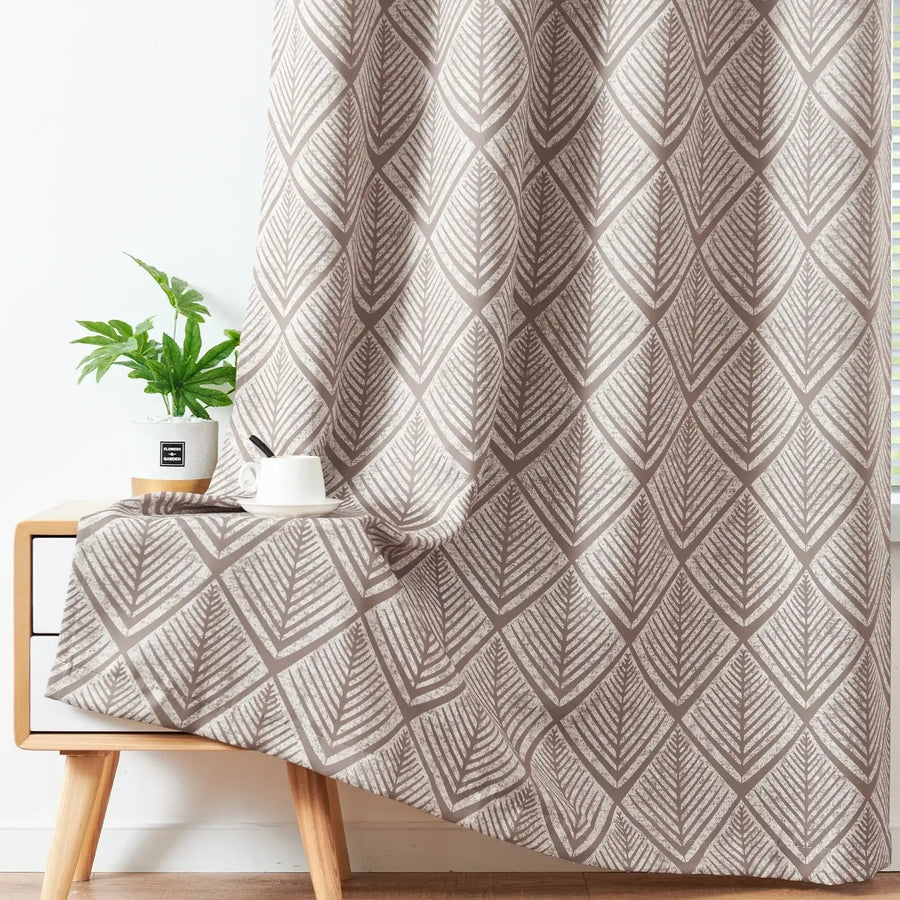 Geometric Leaf Pattern Curtains - Jinchan Home