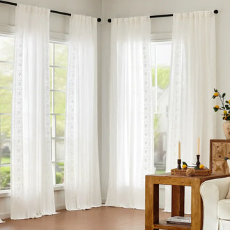 
                    
                      Floral Embroidered Linen Blend Curtains - Jinchan Home
                    
                  
