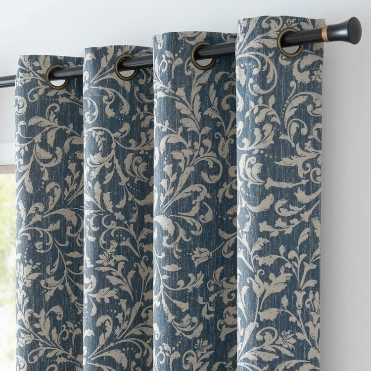 Vintage Scrollwork Damask Curtains - Jinchan Home