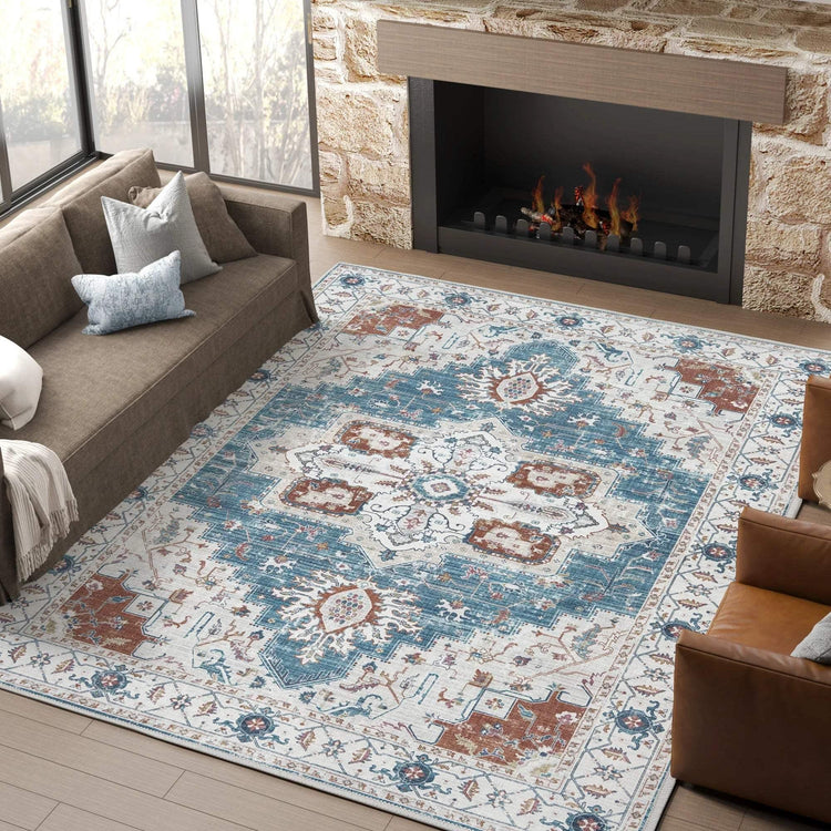 Vintage Persian-Style Distressed Area Rug - Jinchan Home