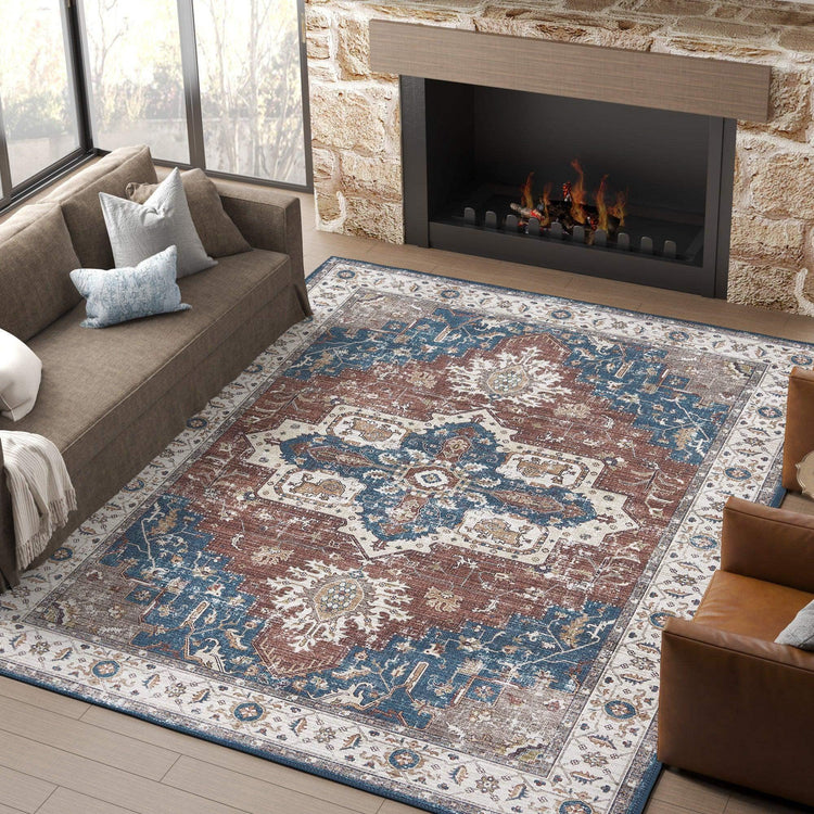 Vintage Persian-Style Distressed Area Rug - Jinchan Home