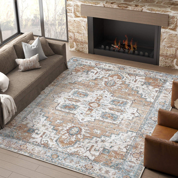 Vintage Persian-Style Distressed Area Rug - Jinchan Home