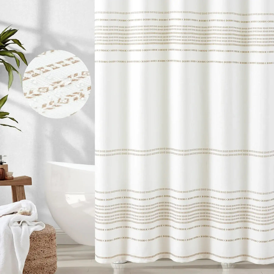 Boho Geometric Striped Shower Curtain - Jinchan Home