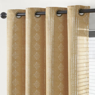 Dark-Toned Boho Geometric Grommet Curtains - Jinchan Home