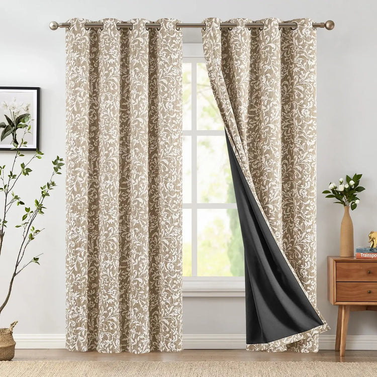 Vintage Scroll Pattern Curtains - Jinchan Home