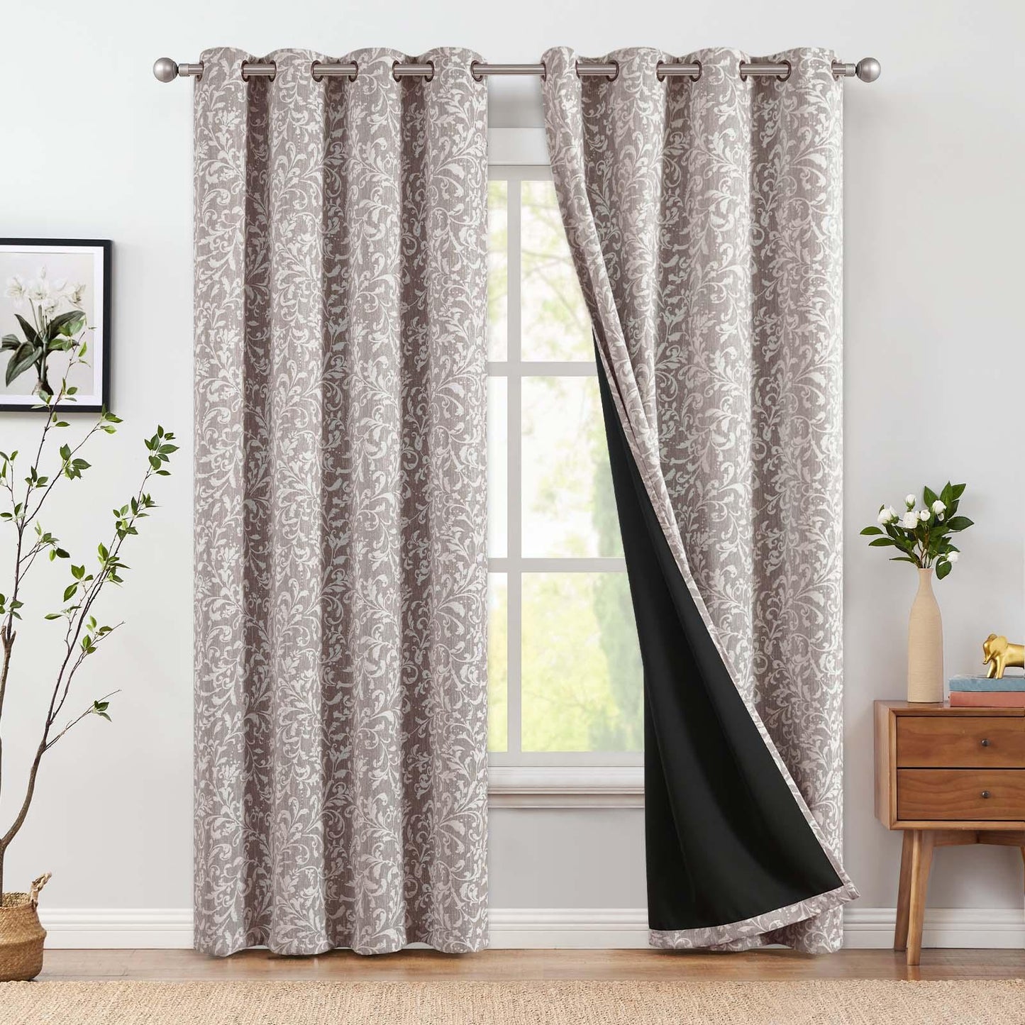 Vintage Scroll Pattern Curtains - Jinchan Home