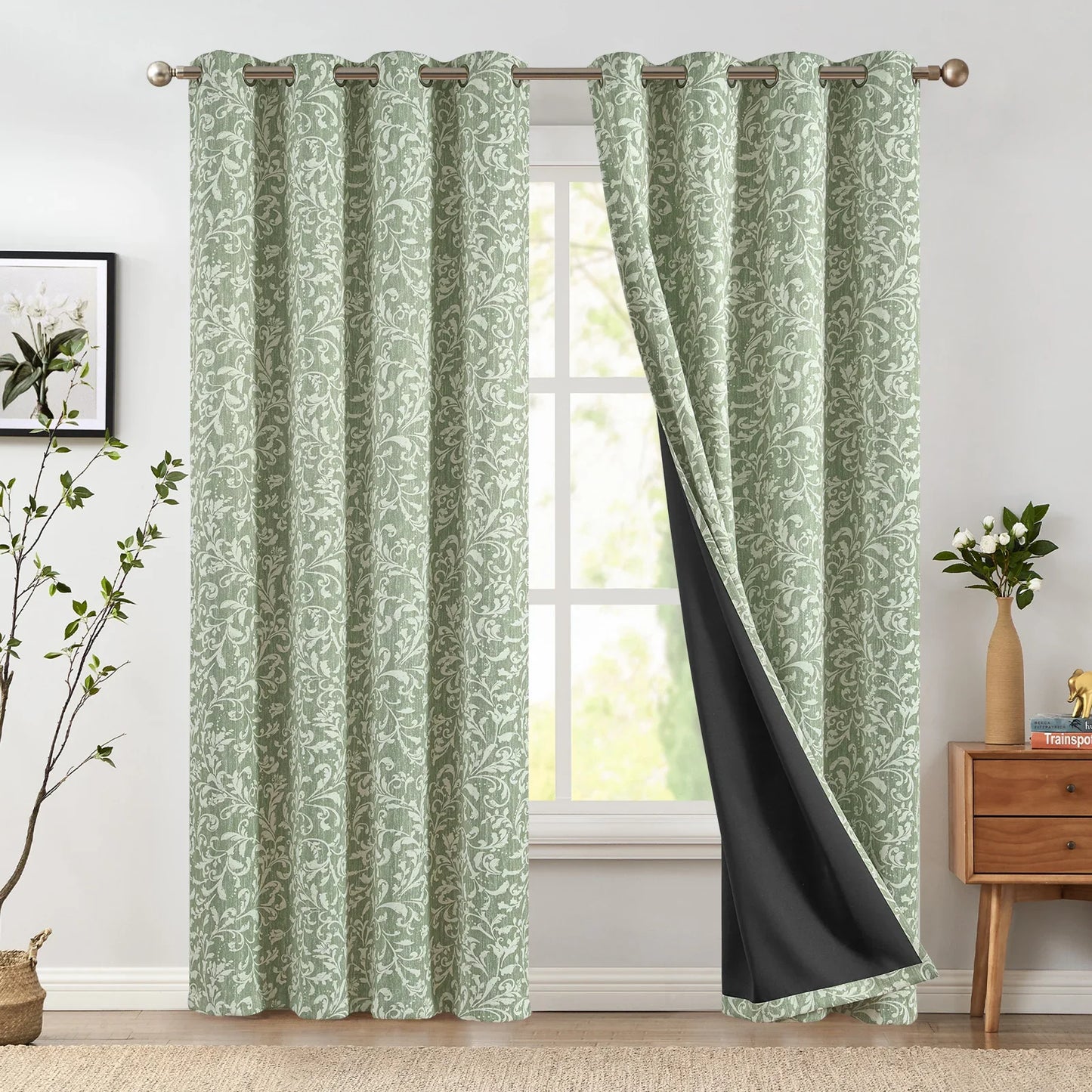 Vintage Scroll Pattern Curtains - Jinchan Home