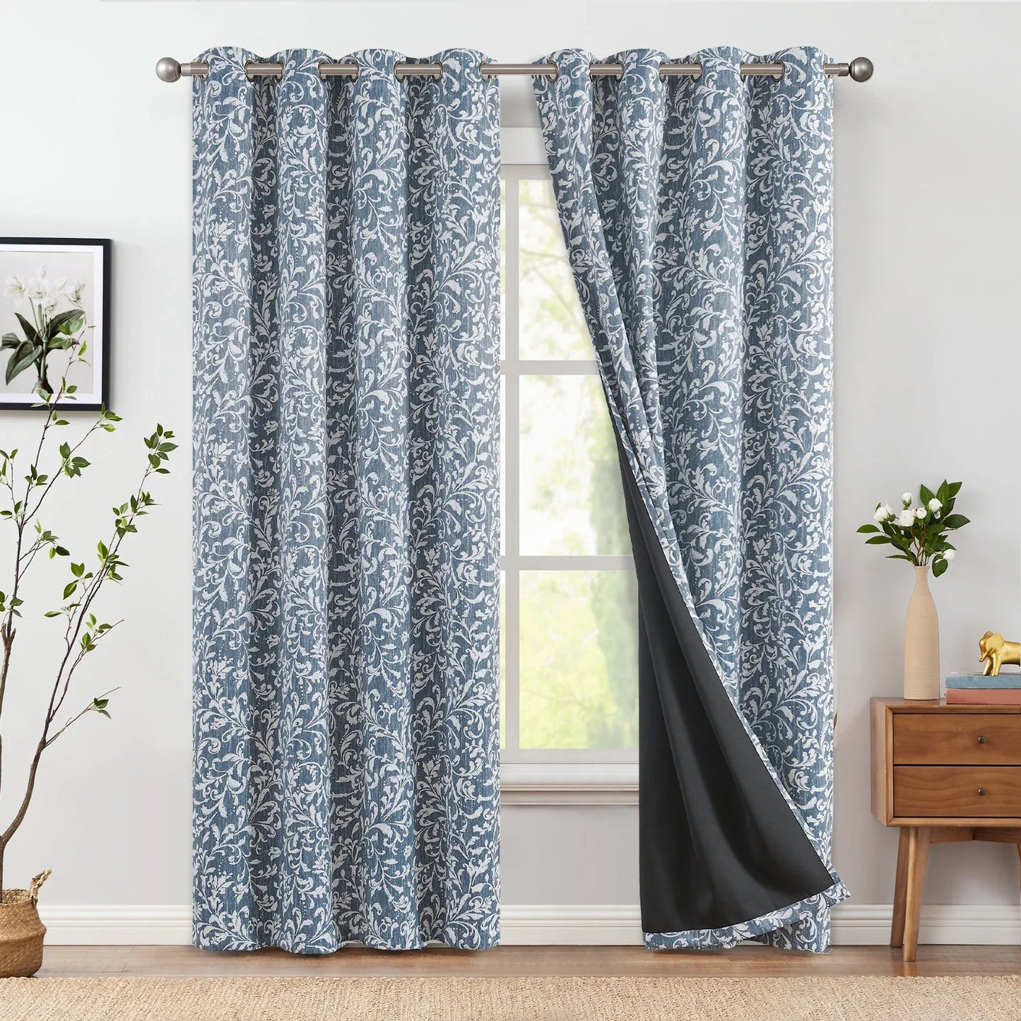 Vintage Scroll Pattern Curtains - Jinchan Home