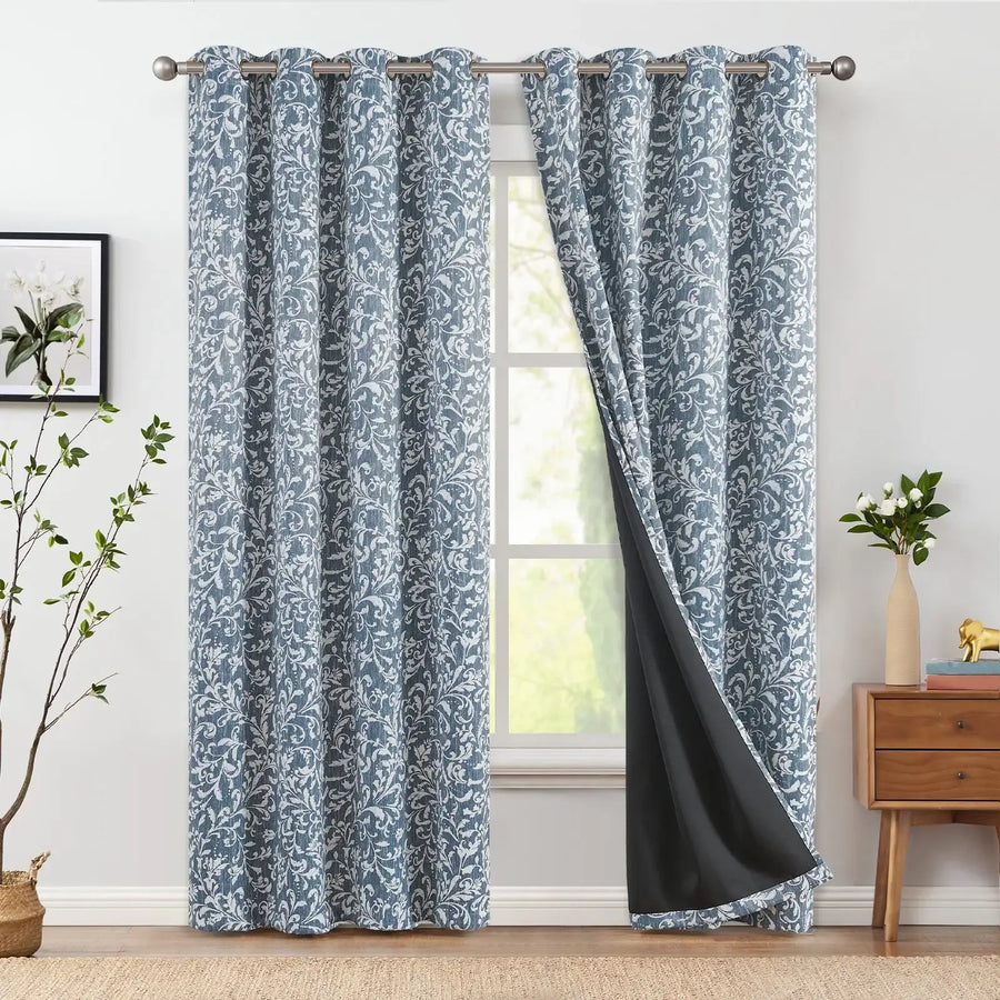 Vintage Scroll Pattern Curtains - Jinchan Home