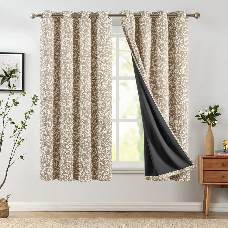 Vintage Scroll Pattern Curtains - Jinchan Home