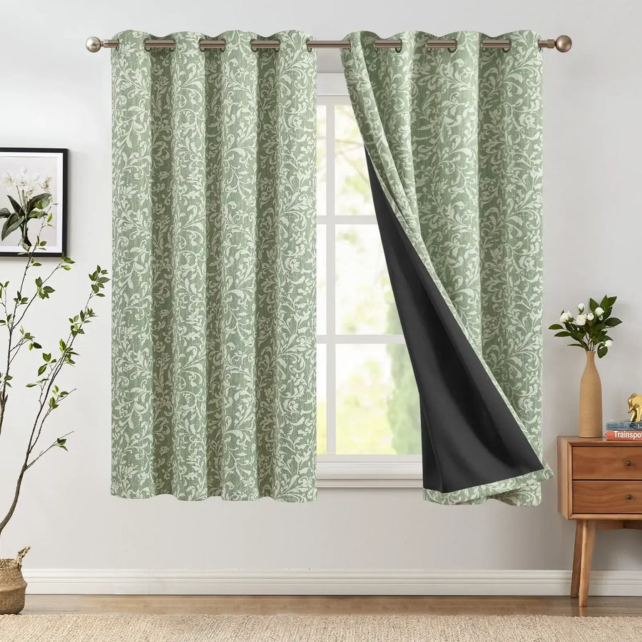 Vintage Scroll Pattern Curtains - Jinchan Home