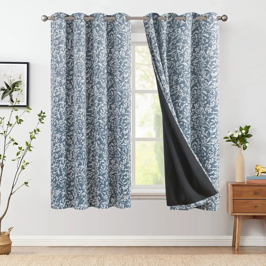 Vintage Scroll Pattern Curtains - Jinchan Home