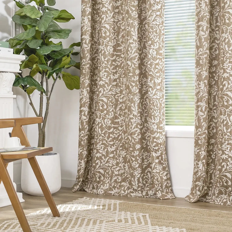 Vintage Scroll Pattern Curtains - Jinchan Home